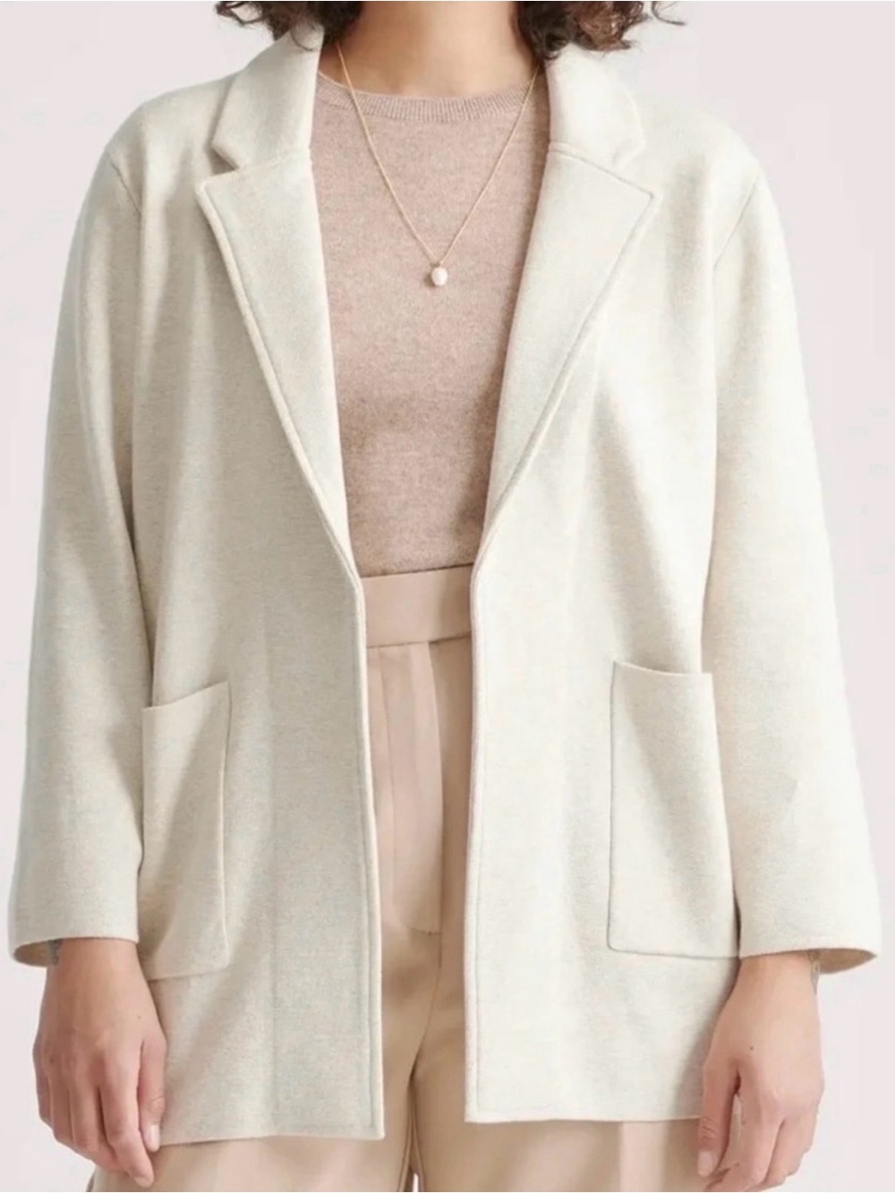 100% Organic Cotton Knit Blazer Size Small (Speckled Beige) Out of Stock